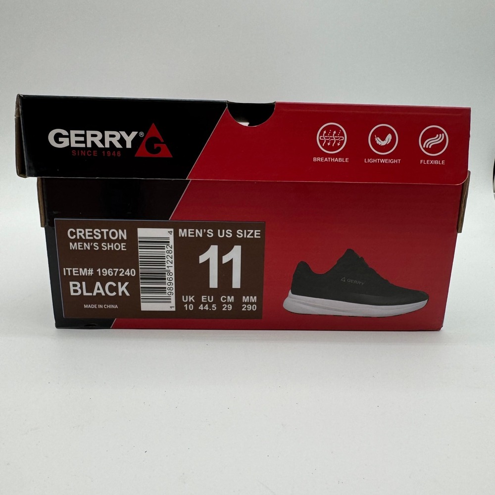 Gerry Creston Mens Athletic Sneakers Black Lightweight Lace Up Shoes Size 11 - Picture 9 of 9